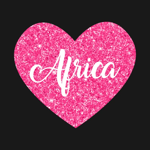 I Love Africa Pink Heart Gift for Women and Girls by JKFDesigns