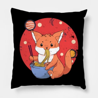 Kawaii Fox Eating Ramen Noodles Space Otaku Ramen Bowl Lover Pillow