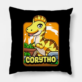 Cute Corythosaurus Dino Cartoon Pillow