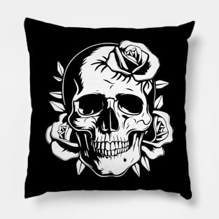 gothic skull with roses Pillow