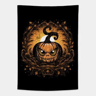 Halloween Pumpkin, Spooky Pumpkin Face Tapestry