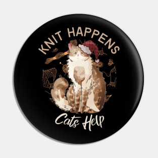 Knit Happens, Cats Help - Cream Fluffy Cat Pin