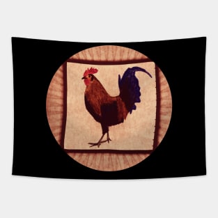 Little Red Rooster Red Tapestry