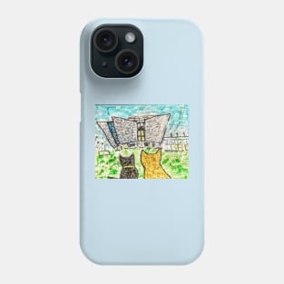 Fluffy and Bruce visit Tiitanic buildings Phone Case