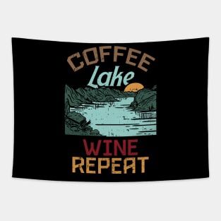 Funny Lake Shirts Coffee Wine Lover Gift Tapestry