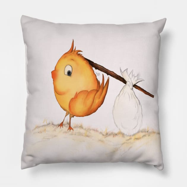 Chick Pío, history Pillow by Virginia Picón