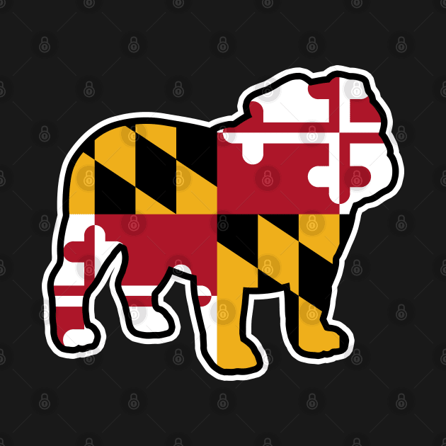 Bulldog Silhouette with Maryland State Flag by Coffee Squirrel