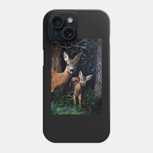 Near the forest - Mother and Baby roe deer Phone Case