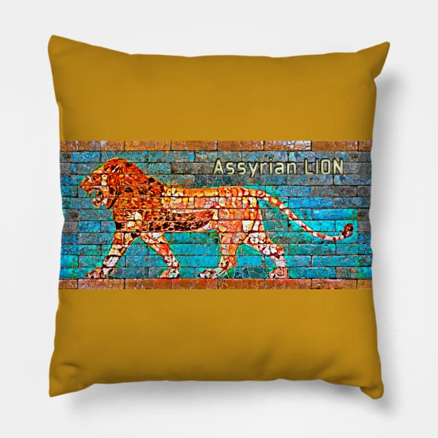 Assyrian Lion Pillow by doniainart