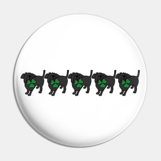 Five Dog Holding Shamrock for St Patricks Day Pin