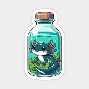 Kawaii Axolotl in Water Plant Bottle Magnet