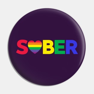 Sober Rainbow Heart Pin