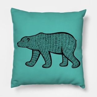 Polar Bear - hand drawn animal ink art design Pillow