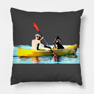 Kayaker with German Shepherd Dog Pillow