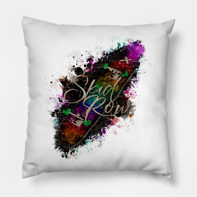 Skateboard X SKID ROW VINTAGE Pillow by GLOBALARTWORD