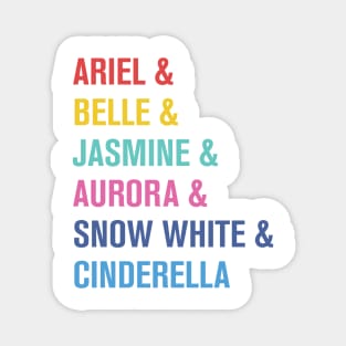 Colorful Princess Names Magnet