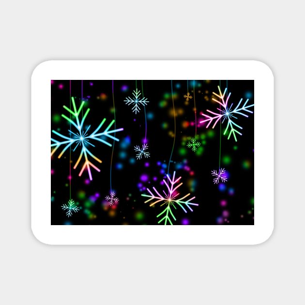 Colourful snowflakes in winter - simple design Magnet by Montanescu