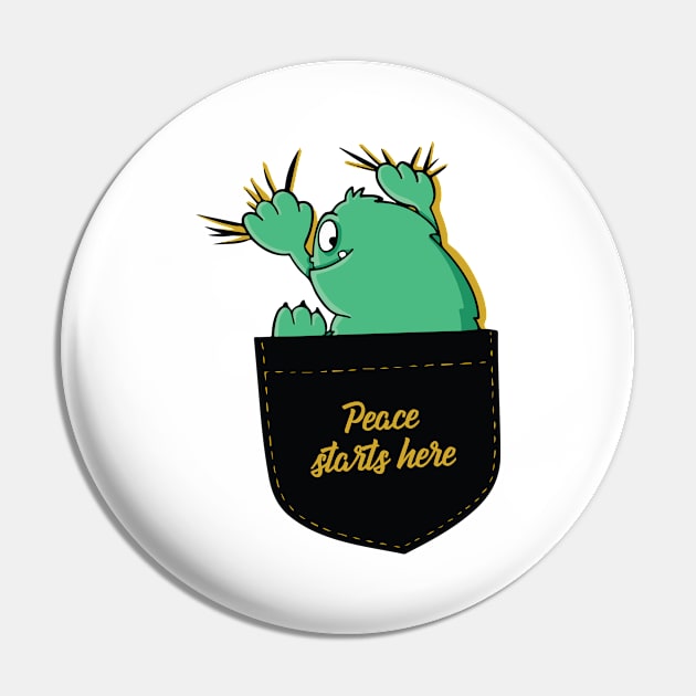 'Peace Starts Here' Radical Kindness Anti Bullying Shirt Pin by ourwackyhome