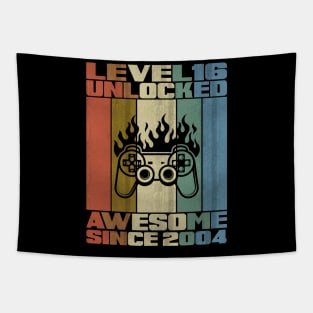 Level 16 Unlocked Birthday 16 Years Old Awesome Since 2004 Tapestry