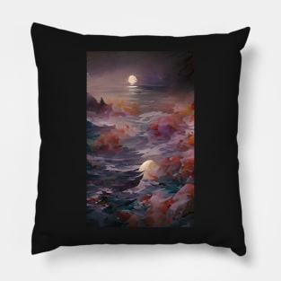 Moonlit Waves Ocean Dream Art Pillow