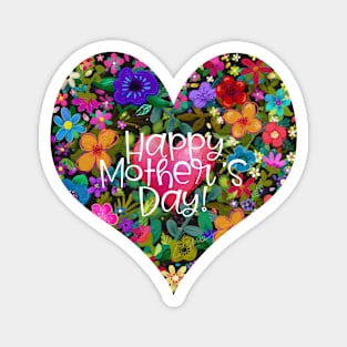 Happy Mother's Day Heart Shape Boho Flowers by Cherie(c)2021 Magnet