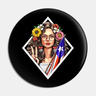 Boricua Puerto Rico Girl Pin