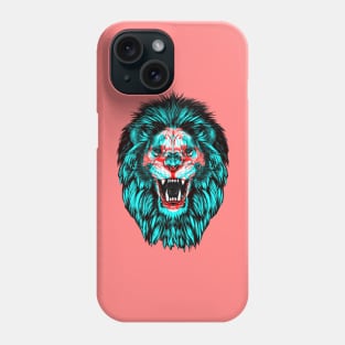 Lion Skull Interactive Red&Blue Filter T-Shirt Phone Case