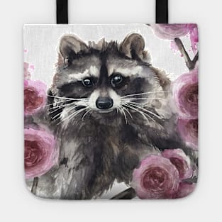 Raccoon and Flowers Tote