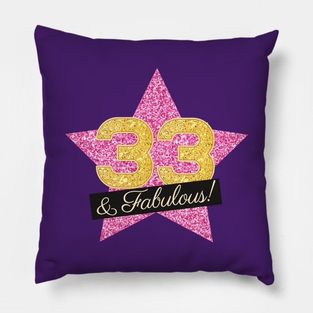 33rd Birthday Gifts Women Fabulous - Pink Gold Pillow by BetterManufaktur