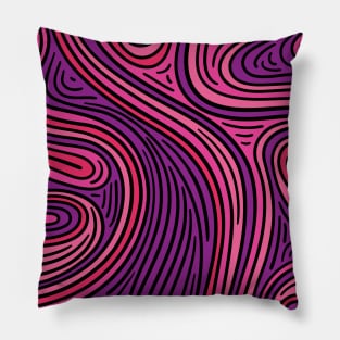 Flowing Doodle in Pink and Purple Pillow