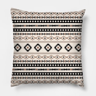 Aztec Black Brown Cream Mixed Motifs Pattern Pillow