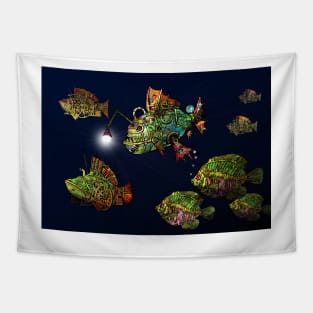 Steampunk Fish Shoal 3 Tapestry