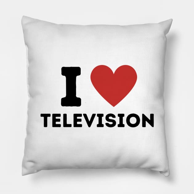 I Love Television Simple Heart Design Pillow by Word Minimalism