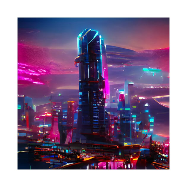 Cyberpunk Aesthetic Skyscraper by Mihadom