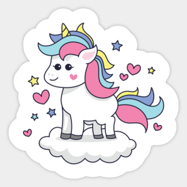 Cute Unicorn Cloud Hearts Unicorn Pegatina Teepublic Mx