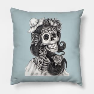 Female skeleton fashion model. Pillow