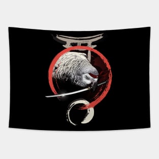 Samurai Ninja African Grey Parrot Tapestry