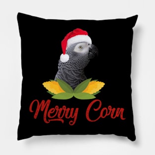 African Grey Parrot Merry Corn Christmas Santa Pillow