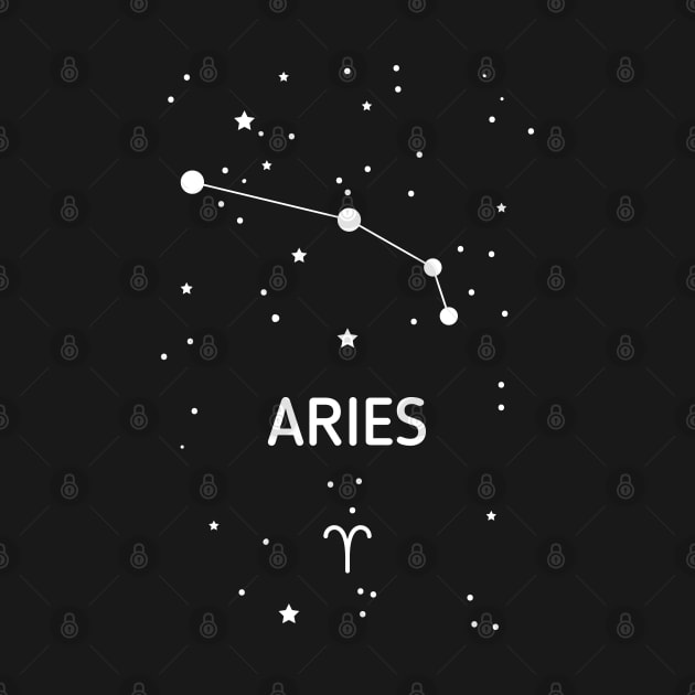 Aries Zodiac Sign Constellation (White Print) by The Cosmic Pharmacist