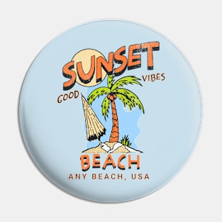 Sunset Beach Good Vibes Pin