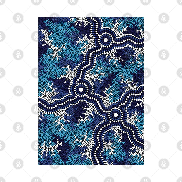 Aboriginal Art - Wetland Dreaming Blue by hogartharts