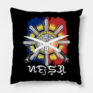 Philippine Flag Sun/Ginunting sword/Badlit word Sandugo (One Blood) Pillow