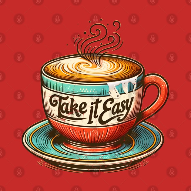 Take It Easy Coffee Lover Daily Reminder Casual Tee by JJDezigns