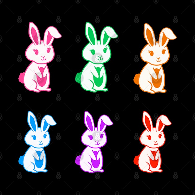 Cute Little Rainbow Bunny Rabbits by ROLLIE MC SCROLLIE