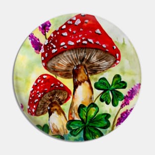 Lucky Mushrooms and Lavender Pin