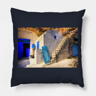 Santorini Blue Doors Pillow