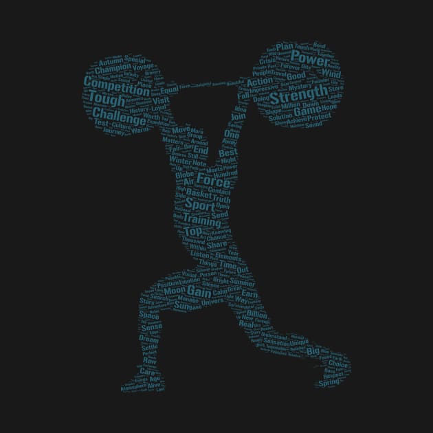 Weightlifting Strong Silhouette Shape Text Word Cloud by Cubebox