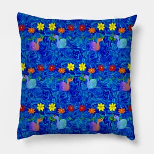 Blue Sky Nature And Snails Pillow