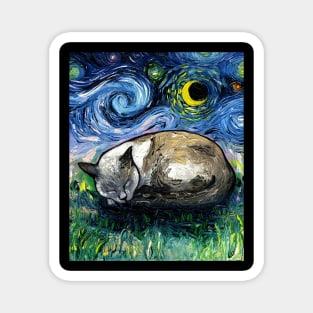 Sleepy Siamese Cat Night Magnet