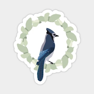 Blue Jay in a Ring of Leaves Magnet